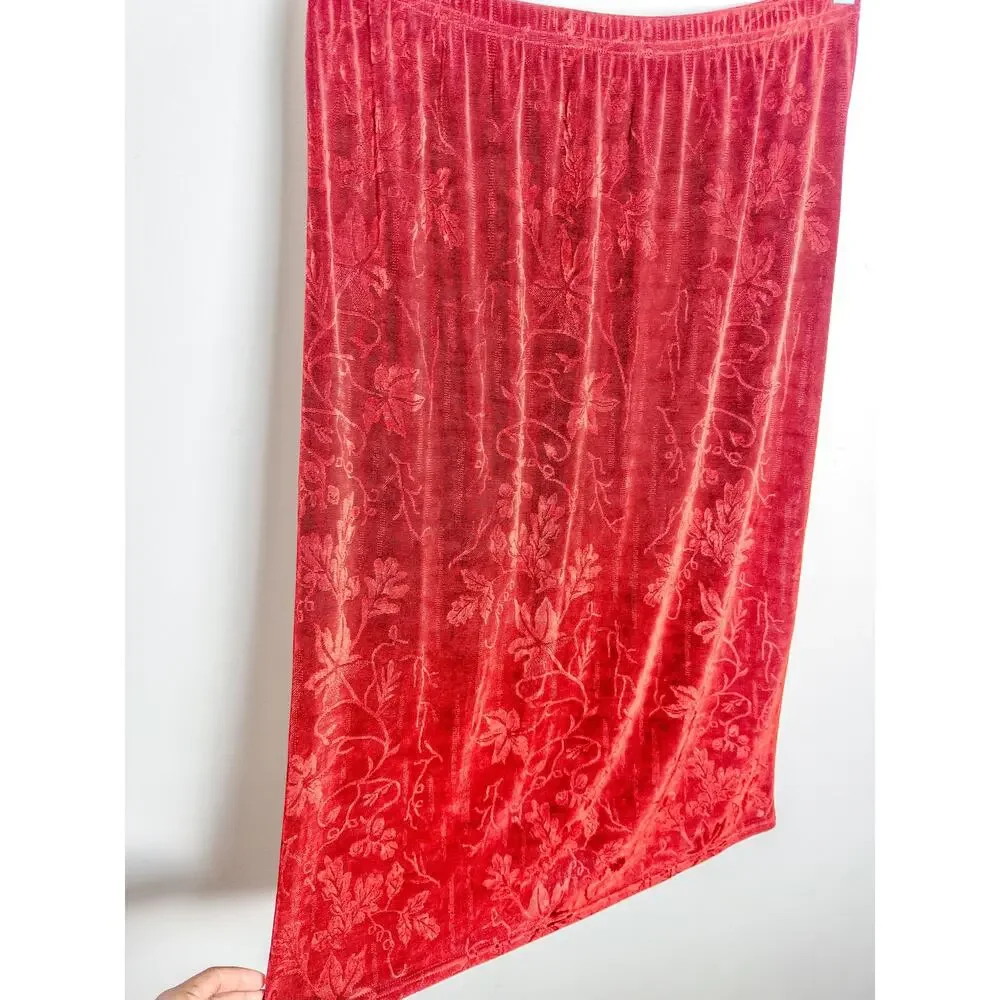 Y2K Draper’s & Damon’s Red Burnout Floral Midi Skirt Petite Large